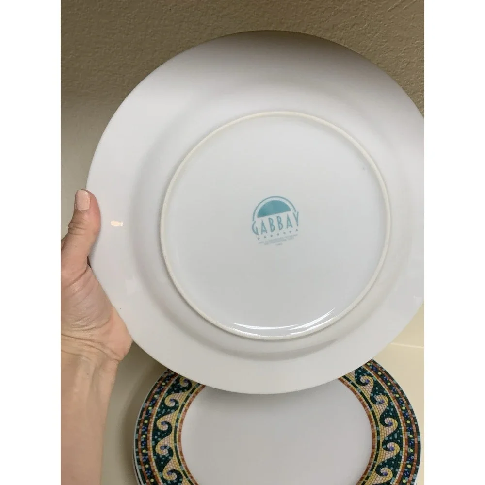 Mosaic by Gabbay GBB13 Dinner Plates  Set Of 4 Geometric Scroll Wave